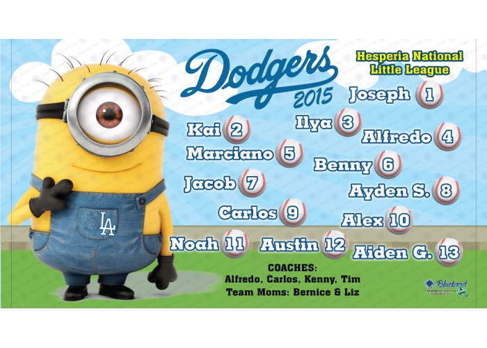 Dodgers Minions - Baseball - T-ball - Team Banner Design 