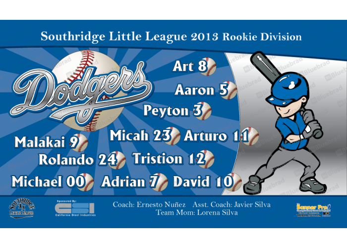 Dodgers - Baseball - T-ball - Team Banner Design 