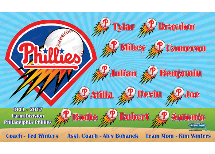 Phillies 3 - Baseball - T-ball - Team Banner Design