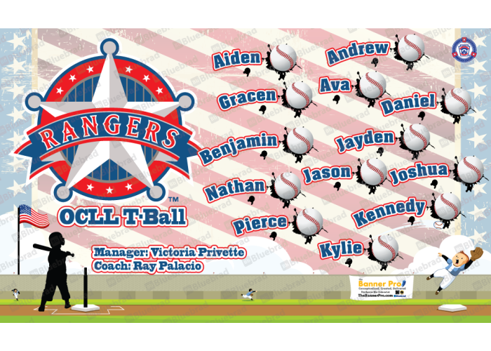 Rangers - Baseball - T-ball - Team Banner Design  