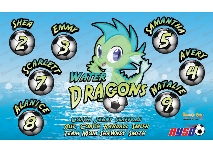 Water Dragon 1 - Soccer - Team Banner Design 
