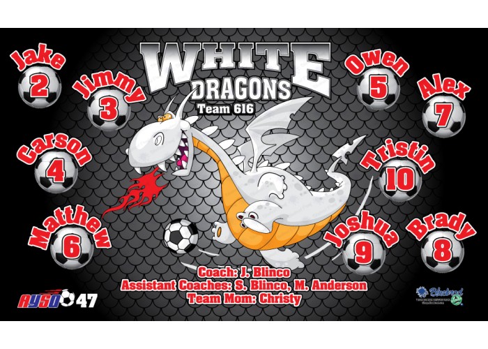 White Dragon - Soccer - Team Banner Design 