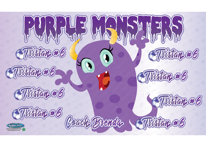 Purple Monsters - Soccer - Team Banner Design 