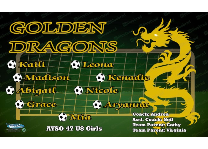 Golden Dragons - Soccer - Team Banner Design 