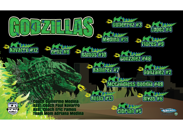 Godzillas - Soccer - Team Banner Design