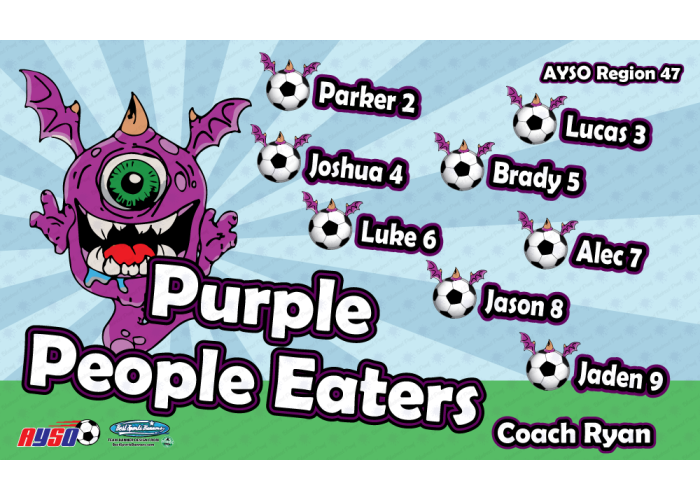 Purple People Eater - Soccer - Team Banner Design 