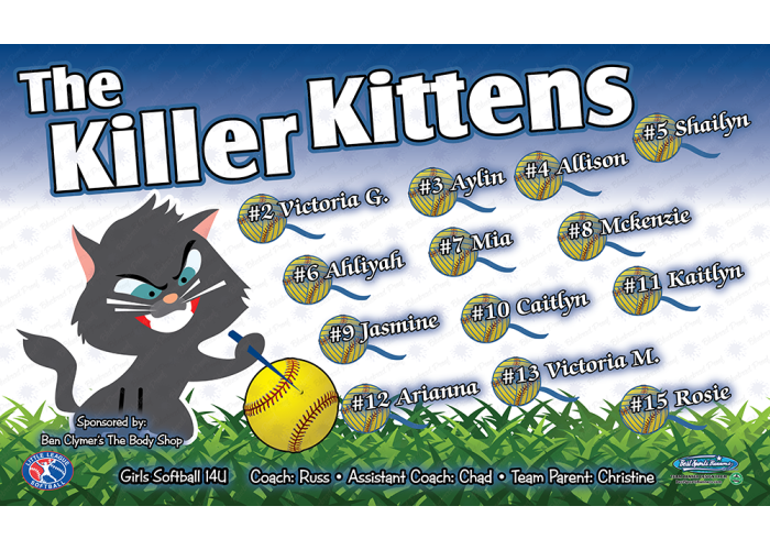 Killer Kittens - Softball - Team Banner Design