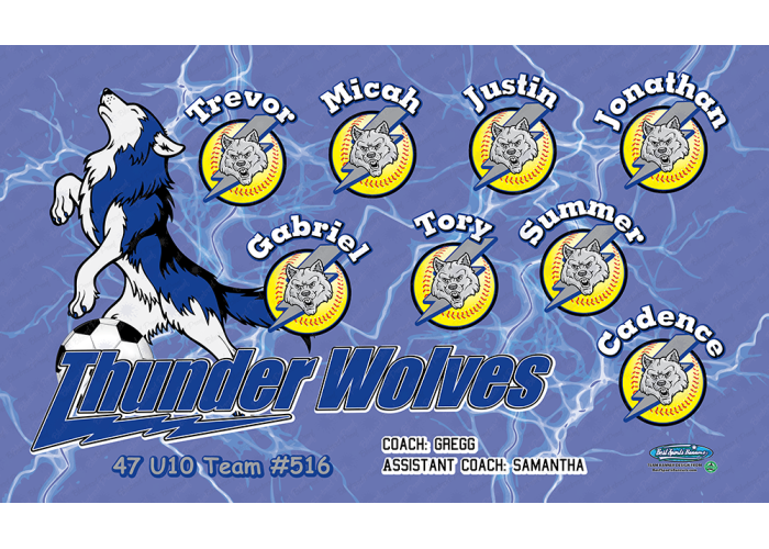 Thunder Wolves - Softball - Team Banner Design